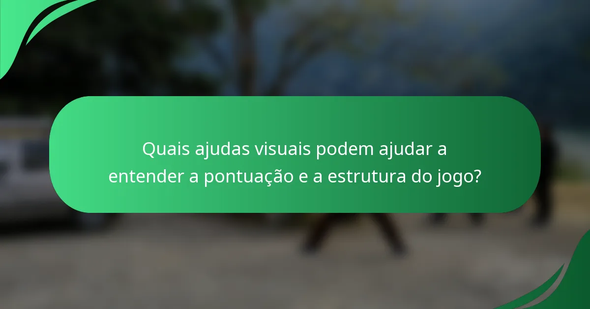 Quais ajudas visuais podem ajudar a entender a pontuação e a estrutura do jogo?