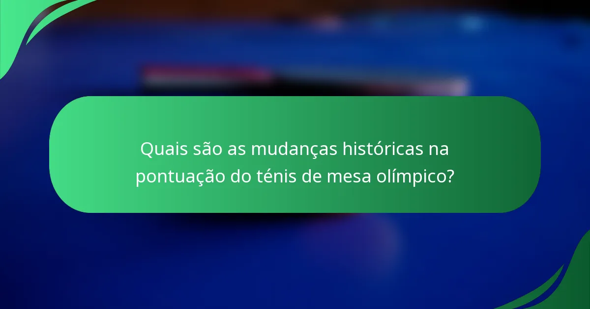 Quais são as mudanças históricas na pontuação do ténis de mesa olímpico?
